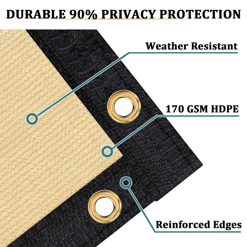 Shade&Beyond 6' X 50' Fence Privacy Screen Heavy Duty 170 GSM Fencing Mesh Shade Net Cover for Wall Garden Back Yard Outdoor Home Decoration, Sand - Image 3